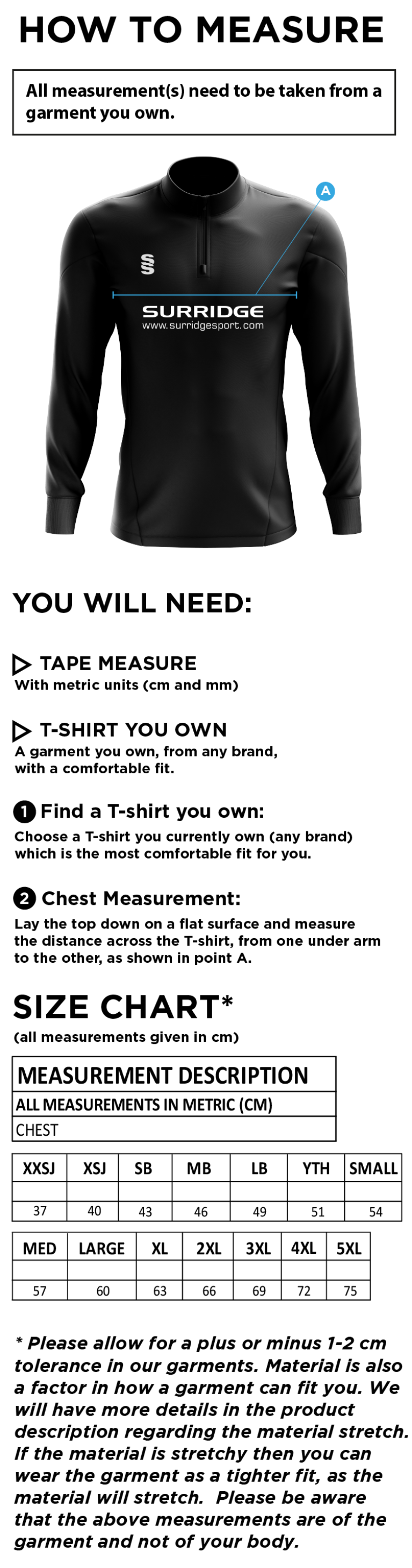 Educators - 1/4 Zip Dual Performance Top - Men's - Size Guide