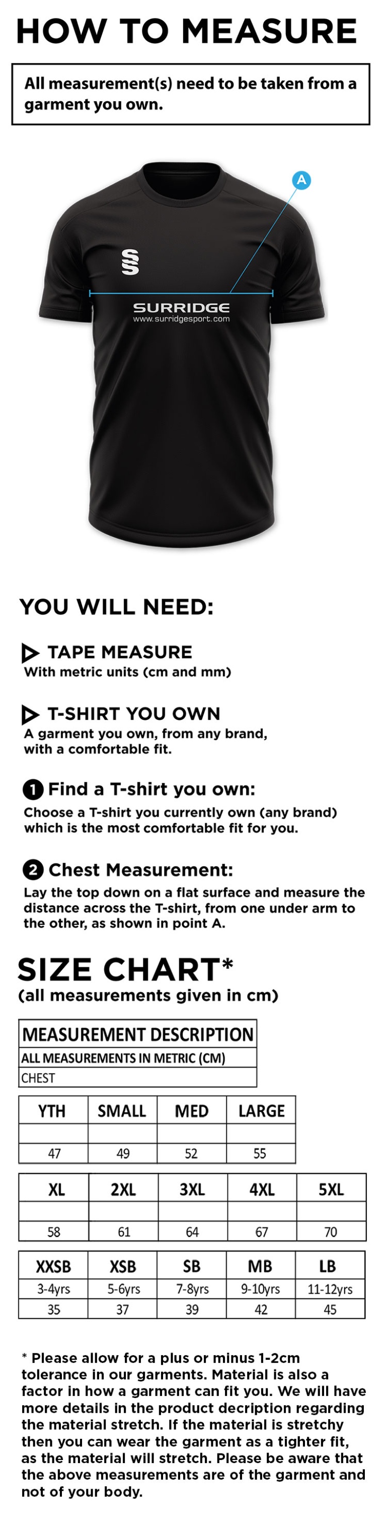 Trainers - Dual Gym T-shirt - Women's - Size Guide