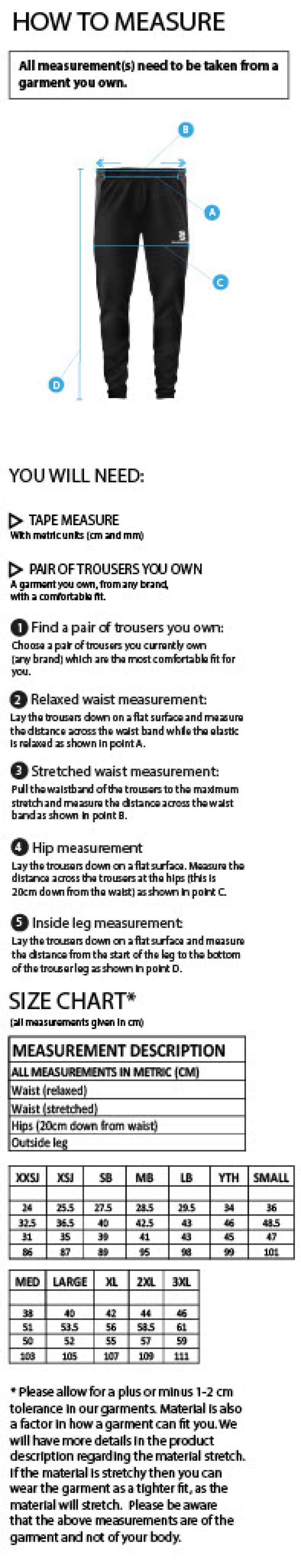 Trainers - Dual Skinny Pant - Unisex Fit - Size Guide
