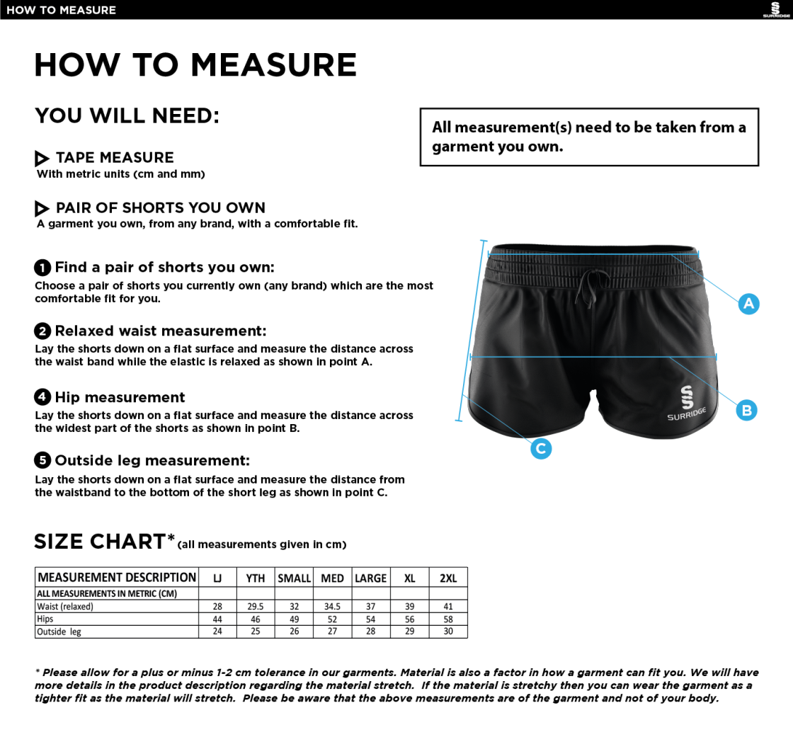 Trainers - Dual Active Short - Women's Fit - Size Guide