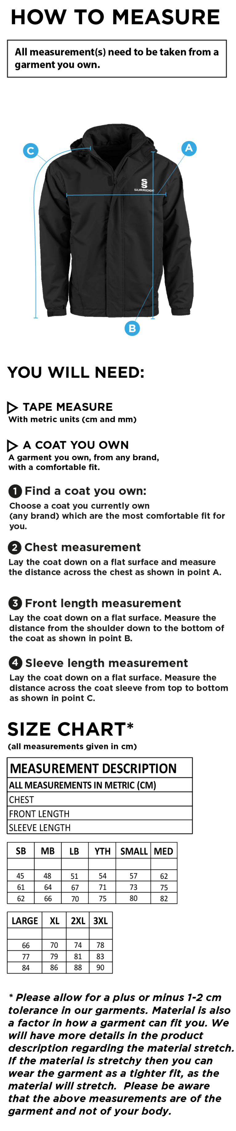 Educators - Dual Fleece Lined Jacket - Unisex Fit - Size Guide