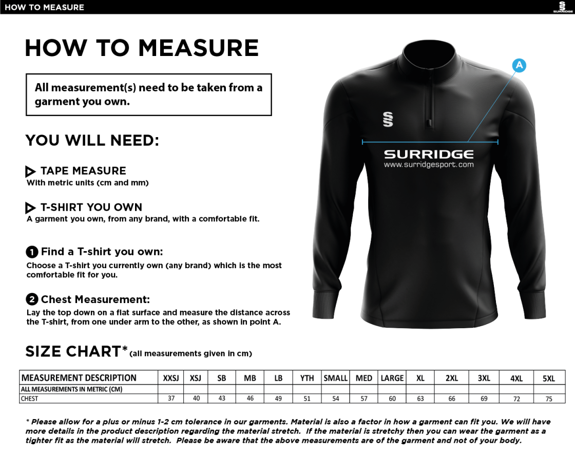Educators - 1/4 Zip Dual Performance Top - Men's - Size Guide