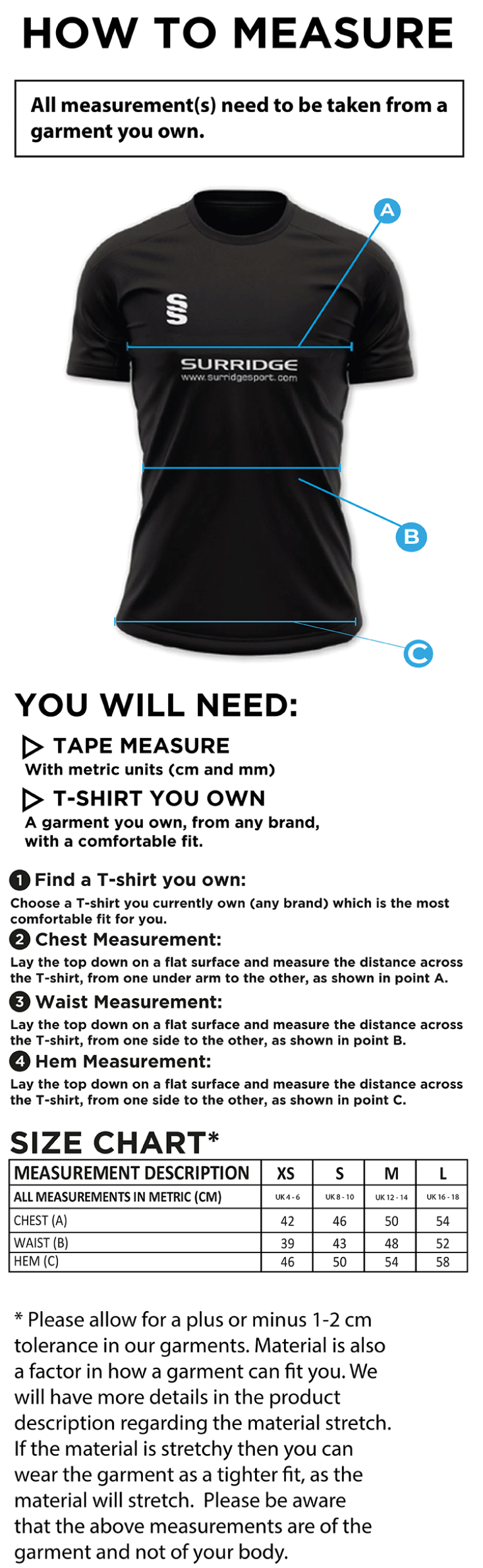 Trainers - Dual Games Shirt - Women's Fit - Size Guide