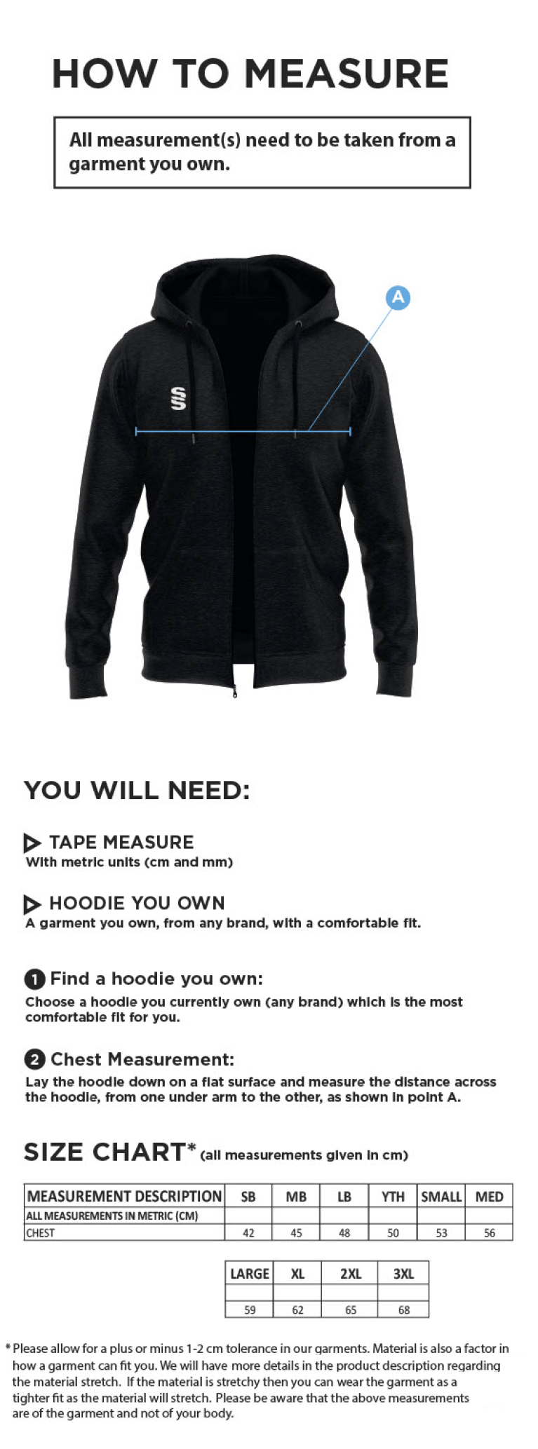 Trainers - Dual Full Zip Hoody - Unisex Fit - Size Guide